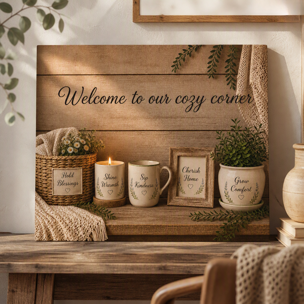 Welcome to Our Cozy Corner Matte Canvas Wall Art