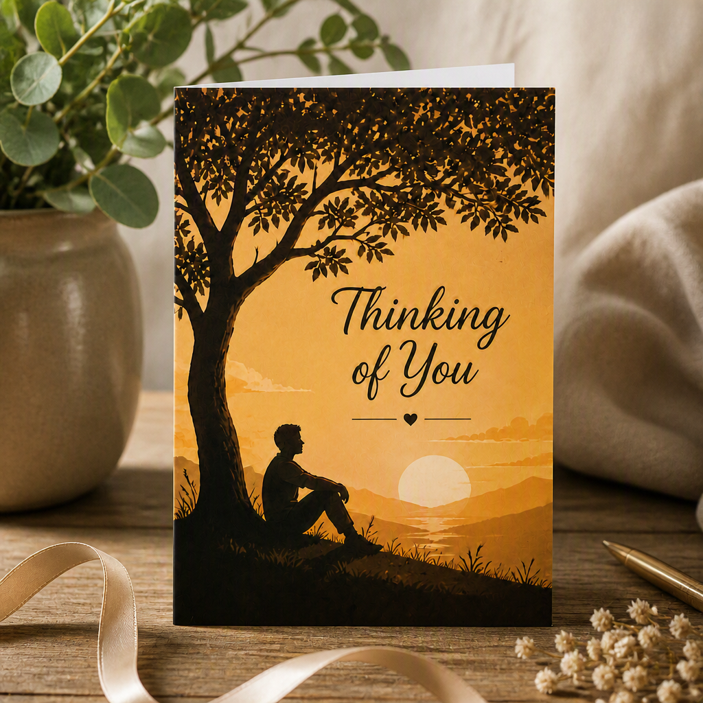 Thinking of You Greeting Cards — Sunset Silhouette Sympathy & Encouragement Cards (10/30/50 pcs)
