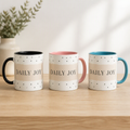 Daily Joy Accent Coffee Mug — Minimalist Inspirational Ceramic Mug (11/15oz)