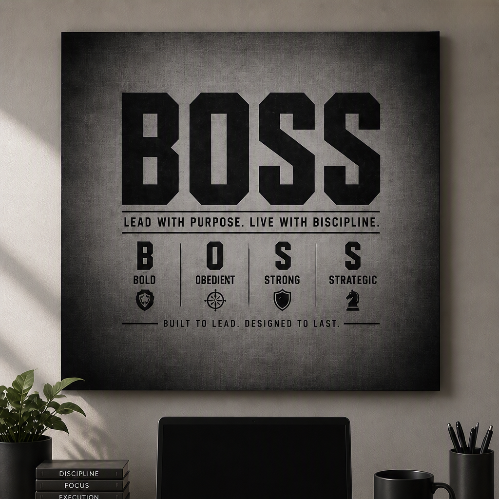 BOSS Motivational Canvas Wall Art — "Lead with Purpose, Live with Discipline"