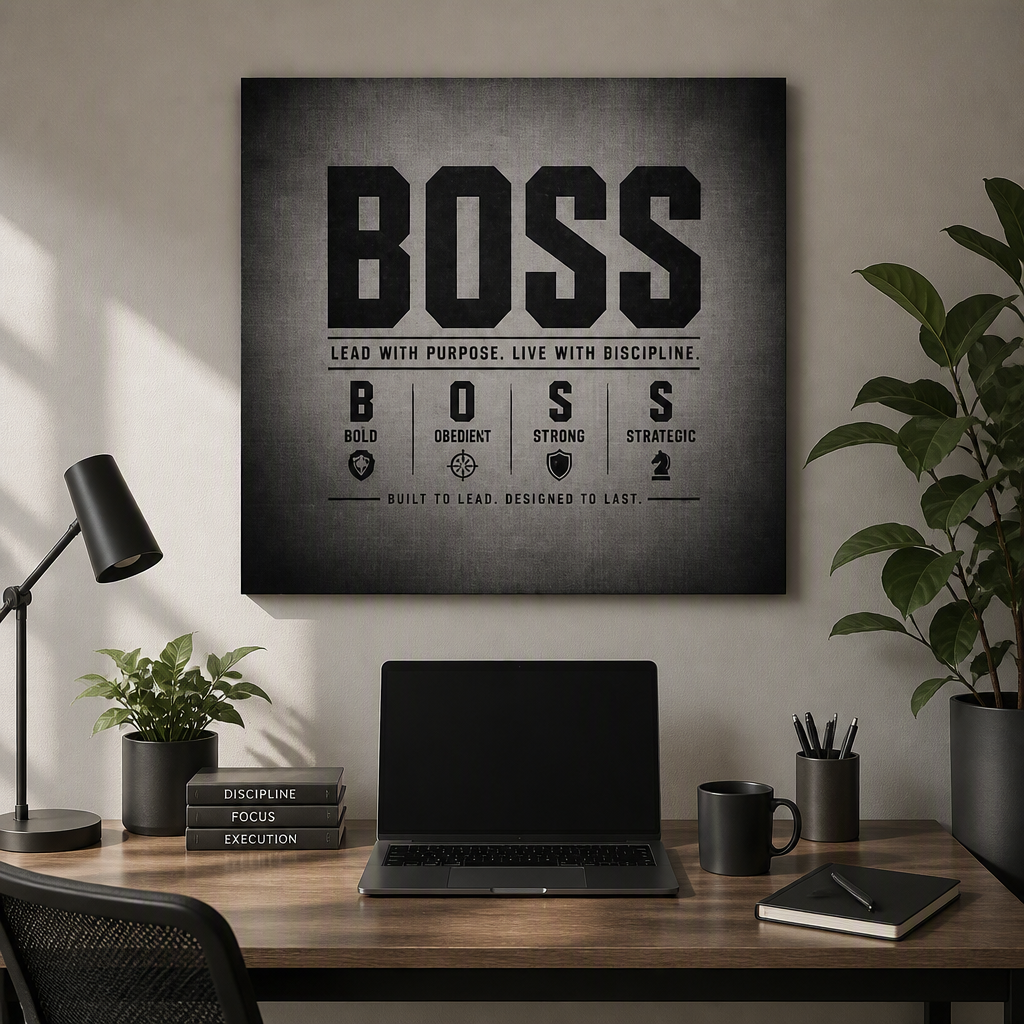 BOSS Motivational Canvas Wall Art — "Lead with Purpose, Live with Discipline"