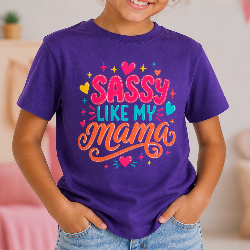 Youth T-Shirt — "Sassy Like My Mama" Colorful Kids Graphic Tee