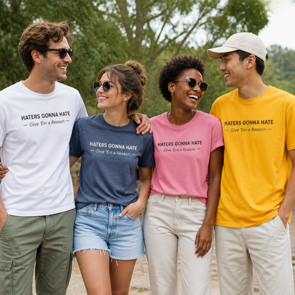 T-Shirt — "Haters Gonna Hate — Give 'Em a Reason" Minimal Graphic Tee