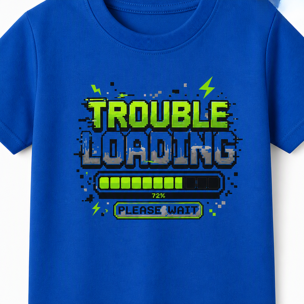 Toddler T-Shirt — "Trouble Loading" Funny Kids Tee (Playful Loading Bar Design)