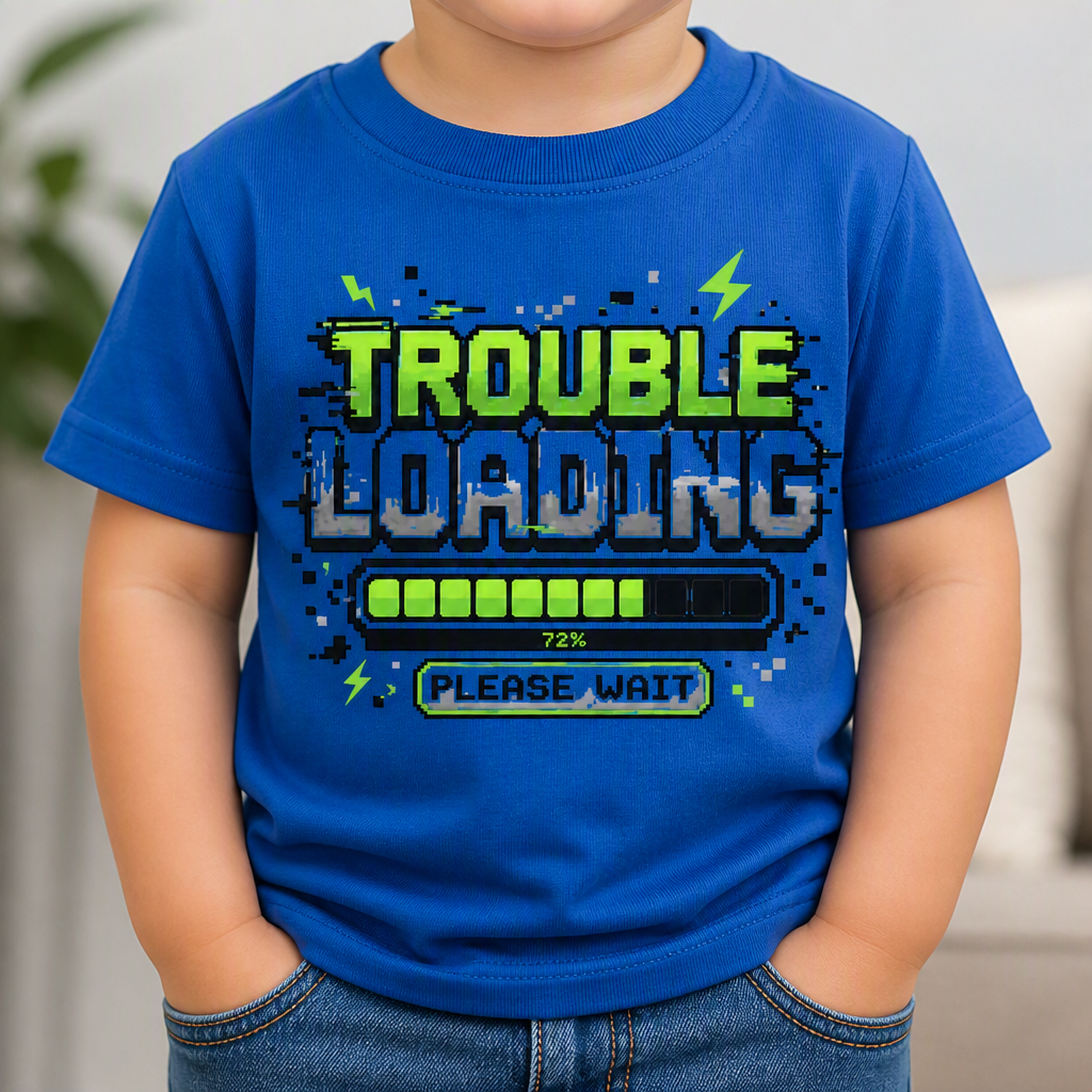 Toddler T-Shirt — "Trouble Loading" Funny Kids Tee (Playful Loading Bar Design)