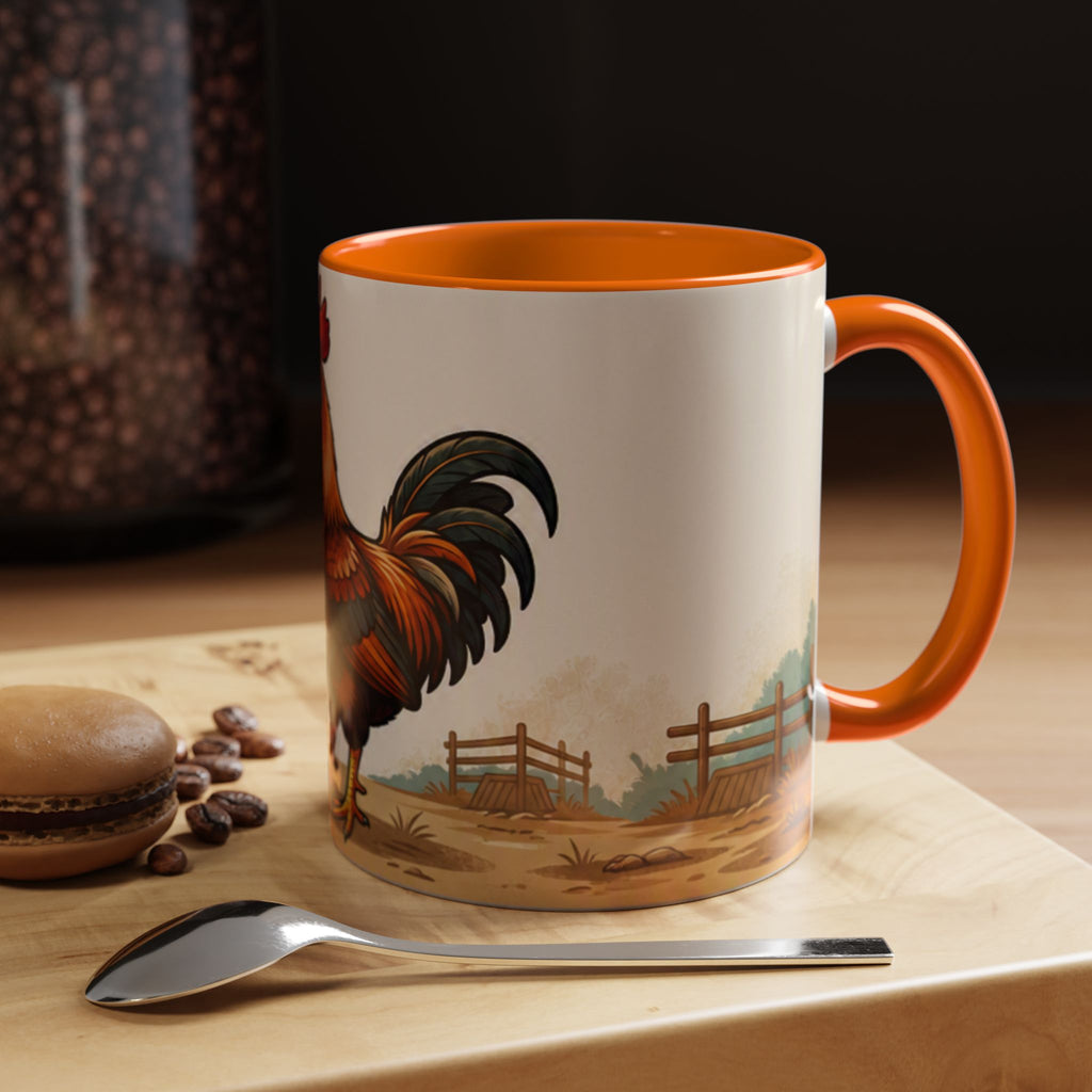 Rooster Accent Coffee Mug – Rustic Farmhouse Morning Mug