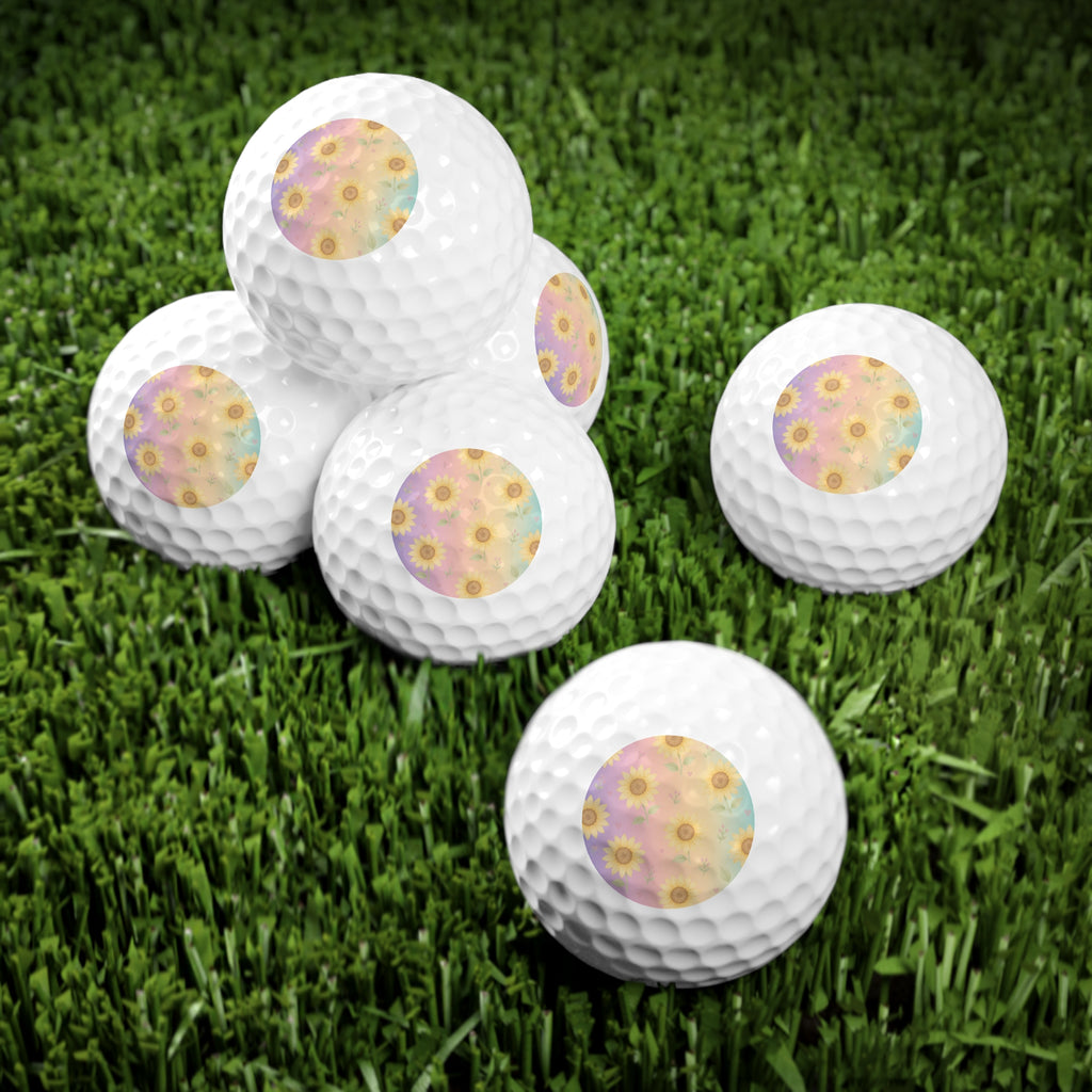 Floral Gradient Golf Balls – Sunflower Design – 6‑Piece Set
