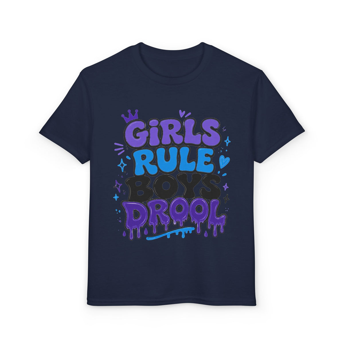 Girls Rule Boys Drool Youth T‑Shirt — Fun Bold Graphic Tee for Kids
