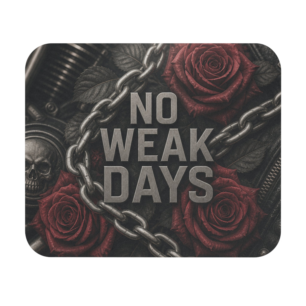No Weak Days typography, Mouse Pad | Roses, Chains, Skull desk mat