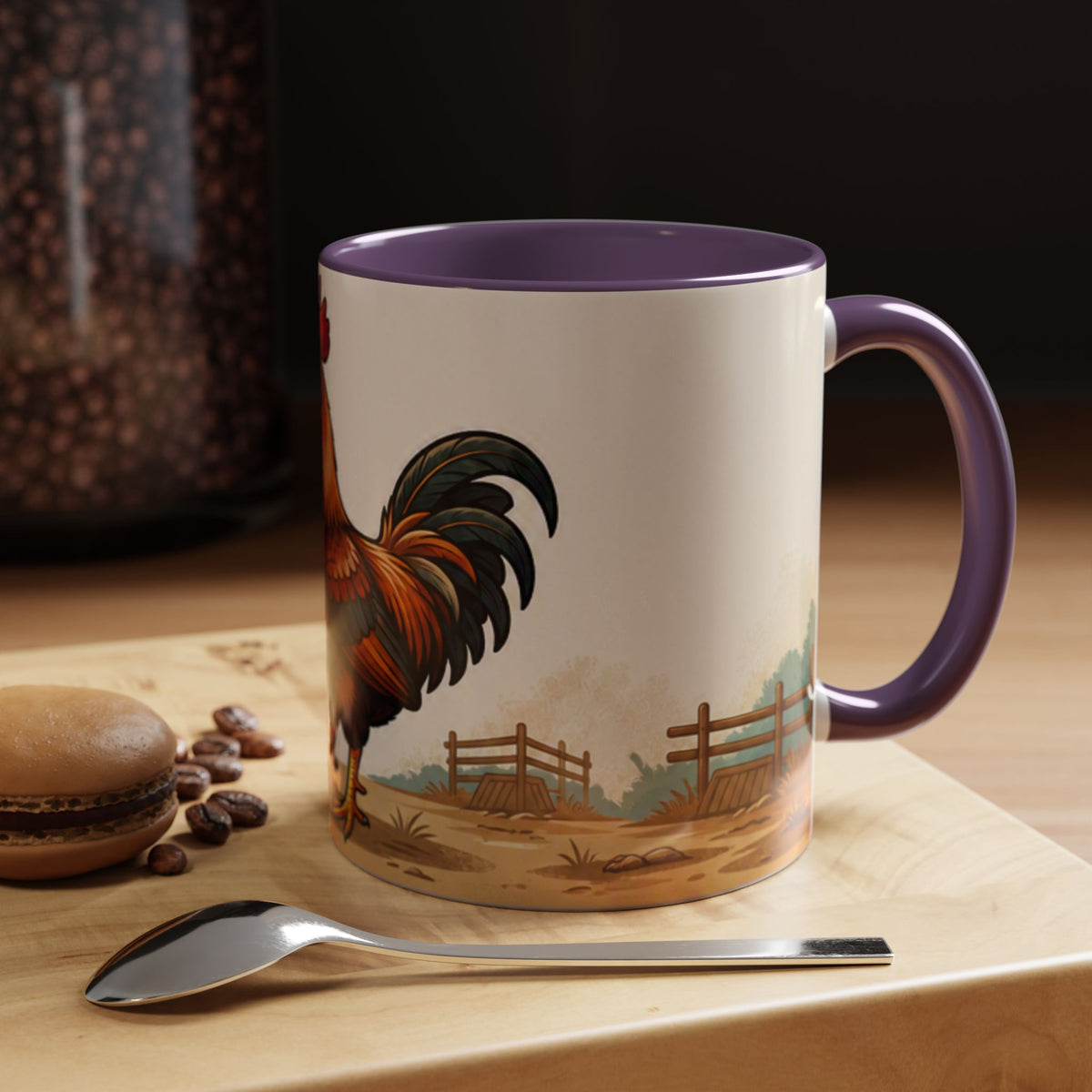 Rooster Accent Coffee Mug – Rustic Farmhouse Morning Mug