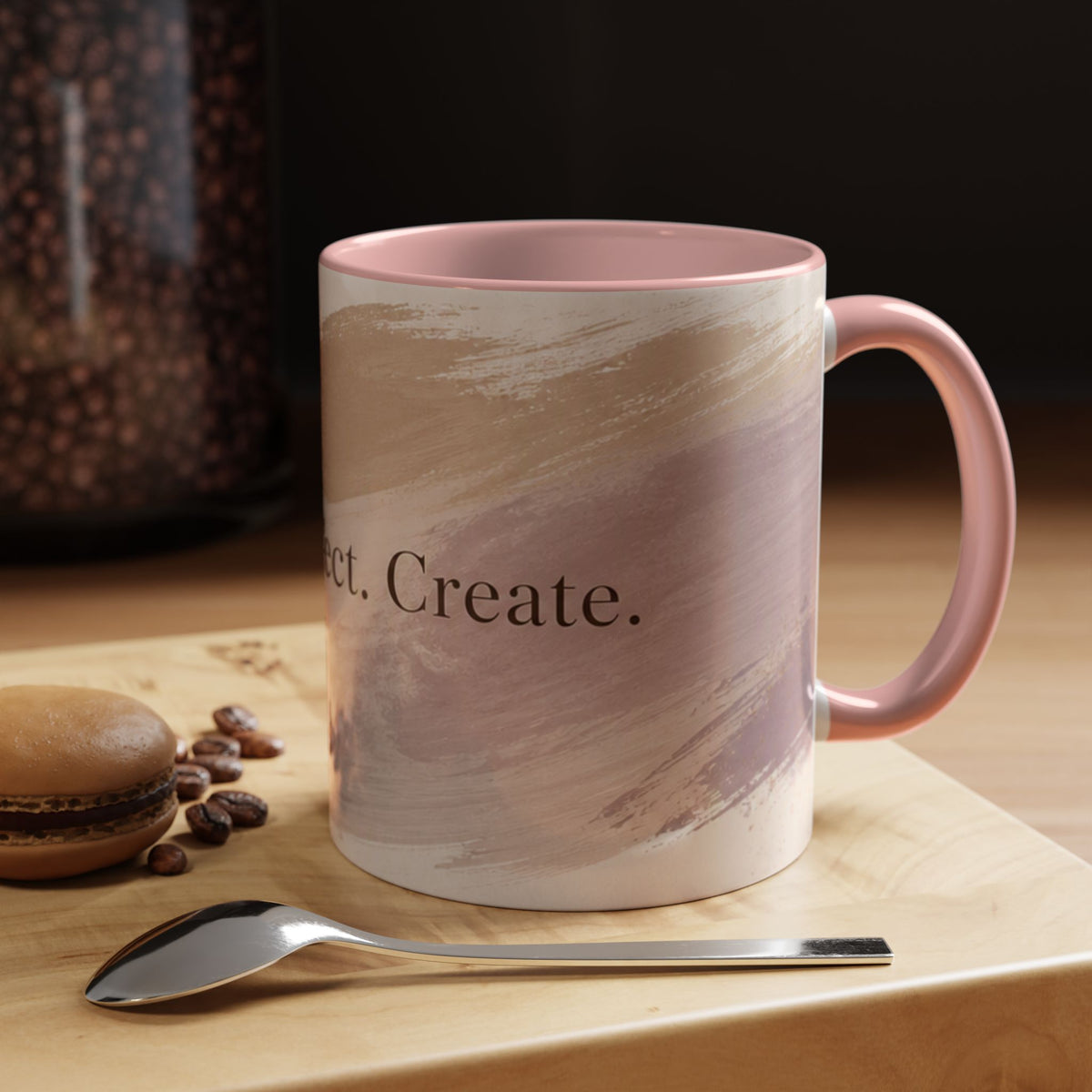 Inspirational Accent Coffee Mug — "Sip. Reflect. Create." Brushstroke Design