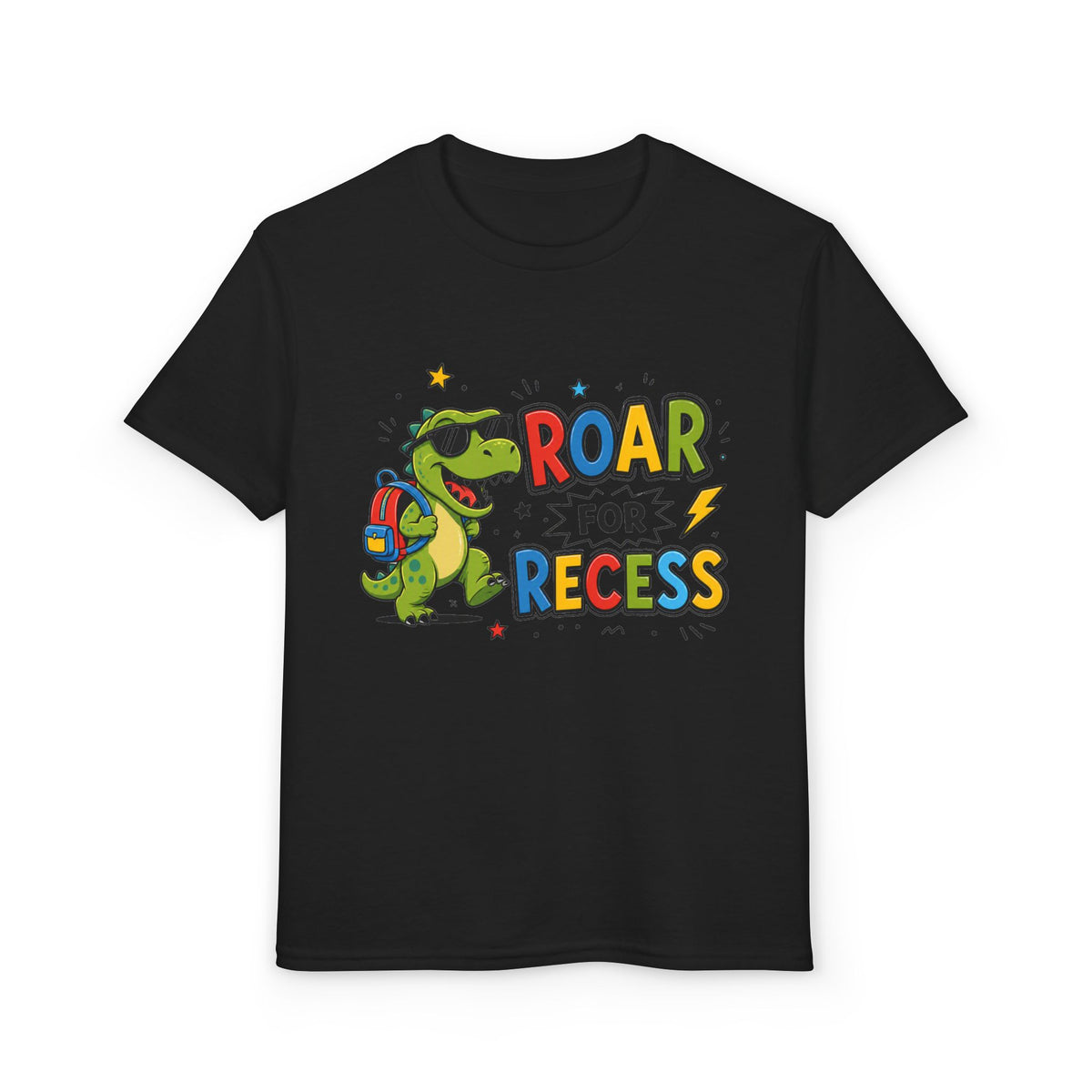 Kids "Roar Before Recess" Dino T-Shirt — Back-to-School Fun Tee