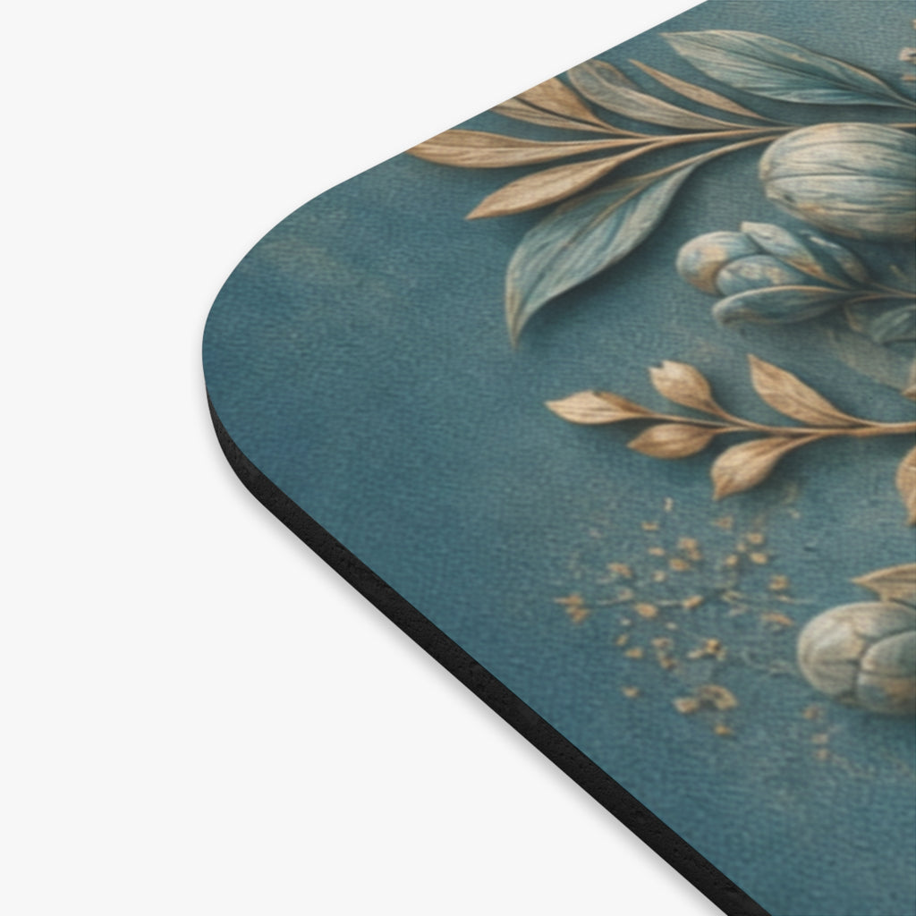 Teal Dahlia Floral Illustration Mouse Pad | Botanical Desk Accessory