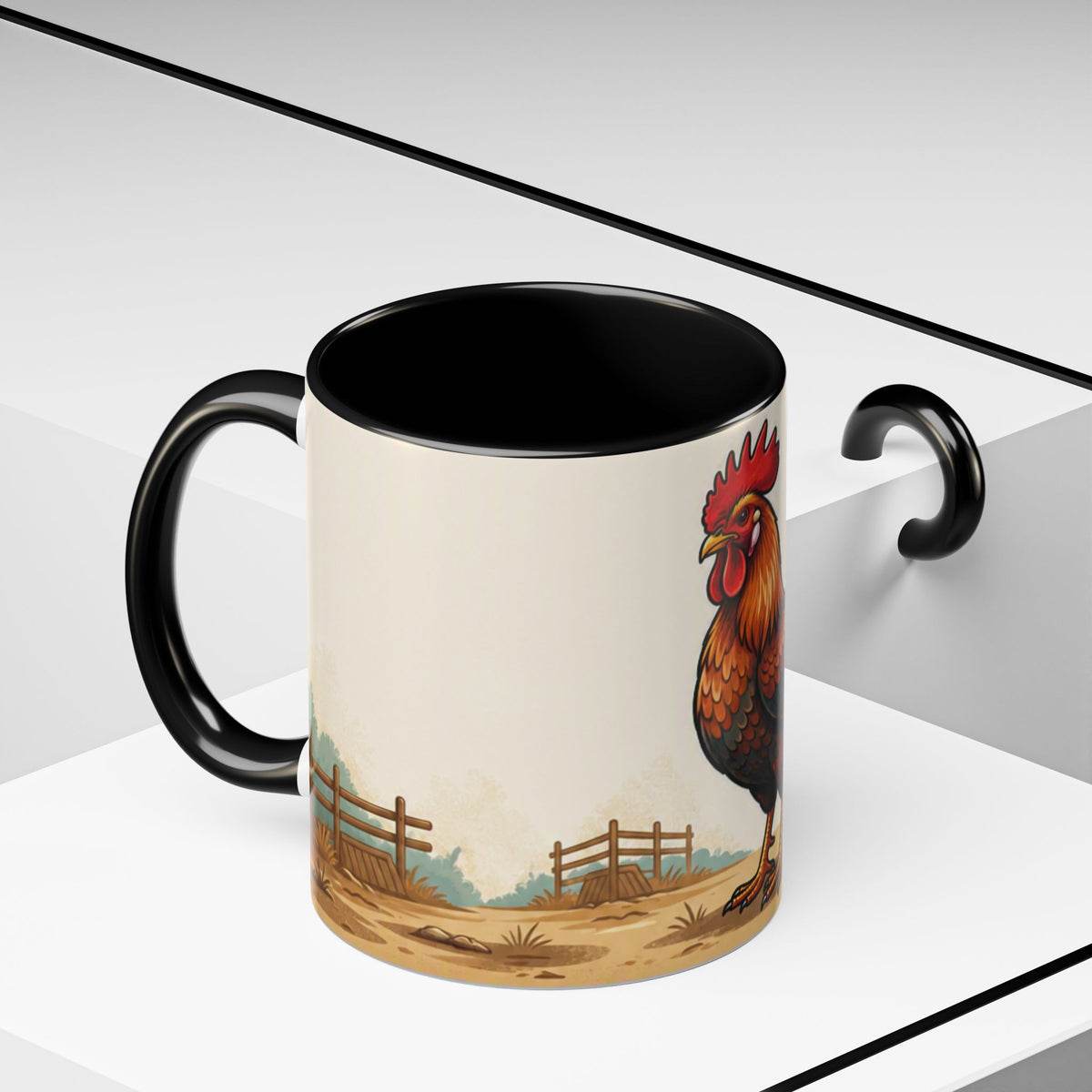 Rooster Accent Coffee Mug – Rustic Farmhouse Morning Mug