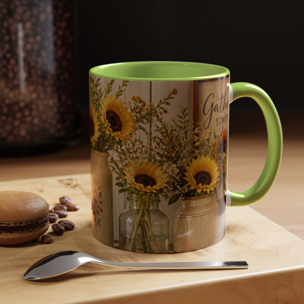 Sunflower Gatherings Coffee Mug — Rustic Farmhouse Accent Mug