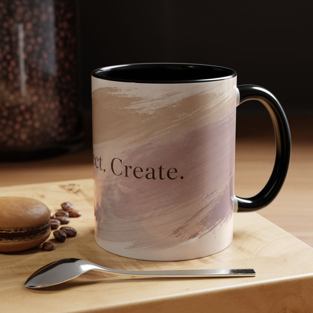 Inspirational Accent Coffee Mug — "Sip. Reflect. Create." Brushstroke Design