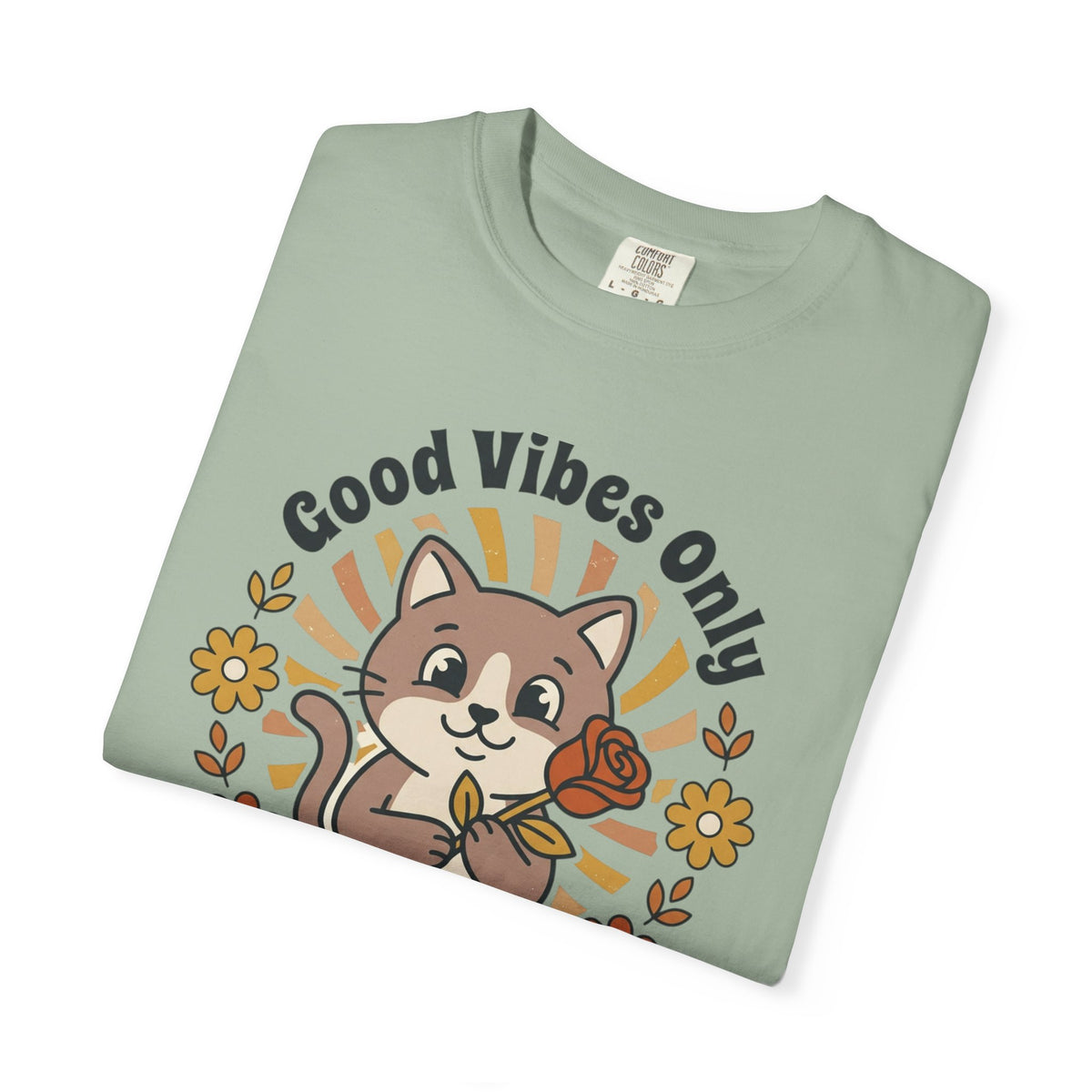 Good Vibes Only Cat T Shirt Floral Cat Graphic Tee