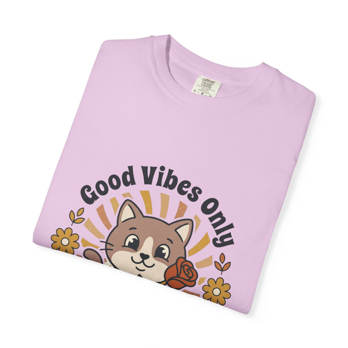 Good Vibes Only Cat T Shirt Floral Cat Graphic Tee
