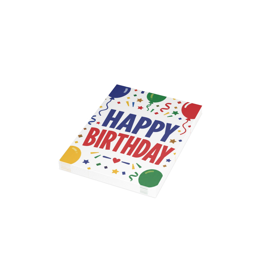 Happy Birthday Greeting Card — Colorful Balloons & Confetti Pack (Bulk Packs)