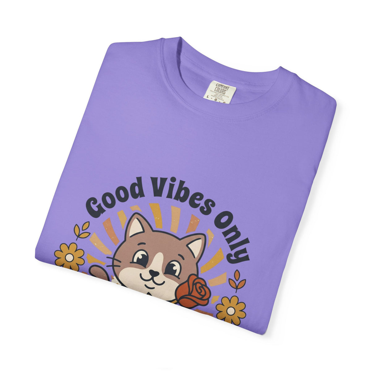 Good Vibes Only Cat T Shirt Floral Cat Graphic Tee