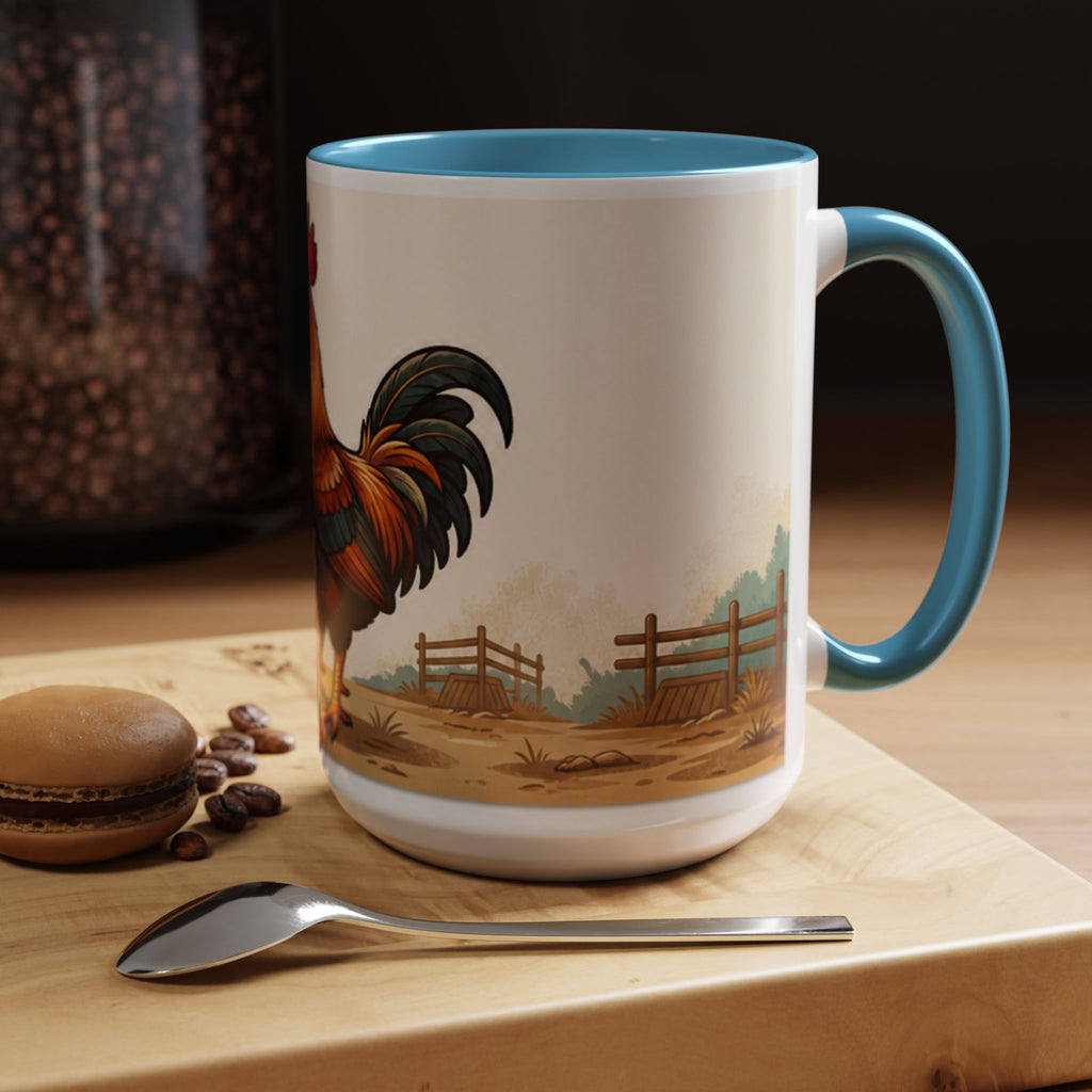Rooster Accent Coffee Mug – Rustic Farmhouse Morning Mug
