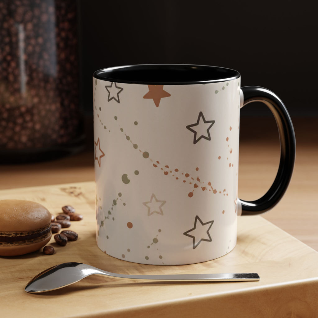 Starry Doodle Accent Coffee Mug — Minimal Neutral Stars Pattern (11/15oz)