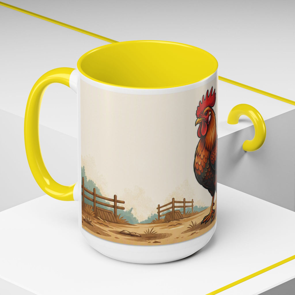 Rooster Accent Coffee Mug – Rustic Farmhouse Morning Mug
