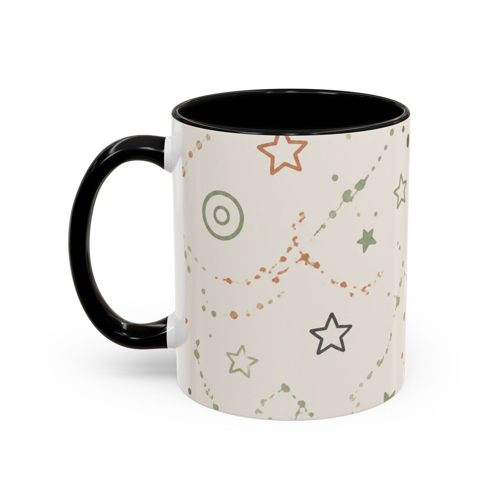 Starry Doodle Accent Coffee Mug — Minimal Neutral Stars Pattern (11/15oz)