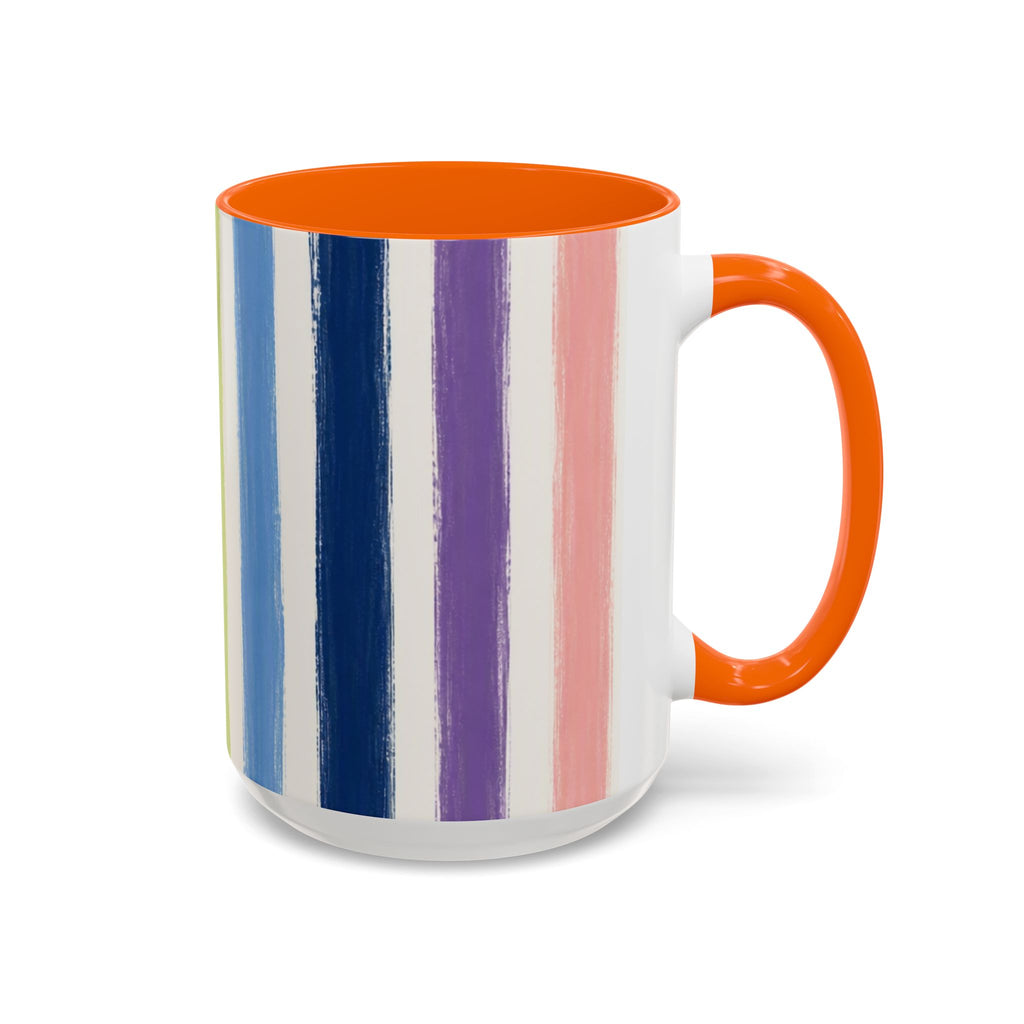 Rainbow Striped Accent Coffee Mug (11/15oz)