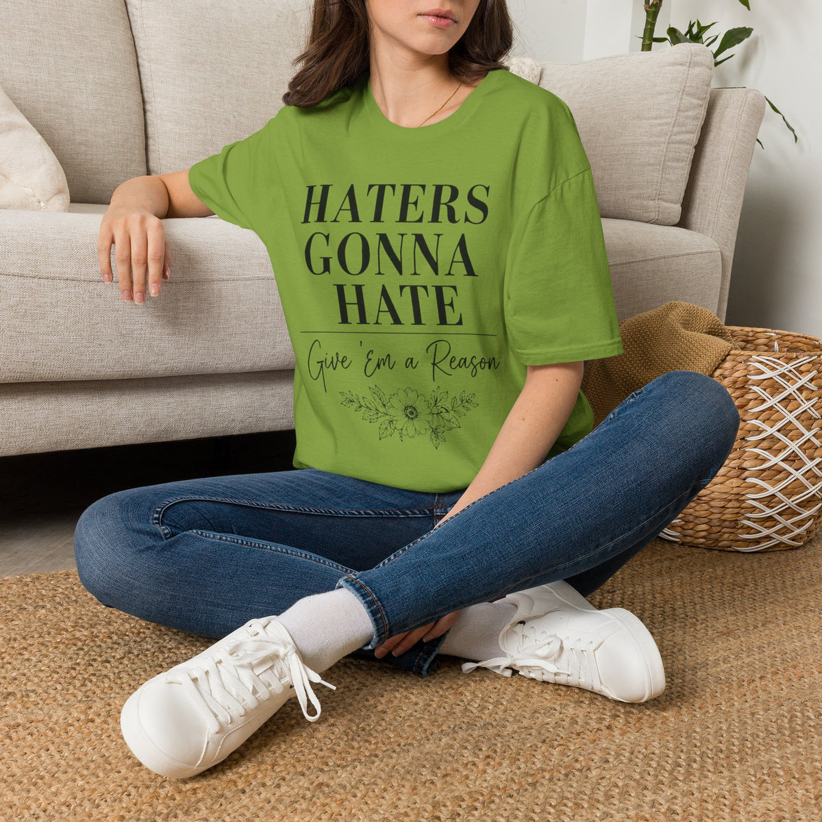 Haters Gonna Hate T-Shirt — Feminine Script Floral Graphic Tee