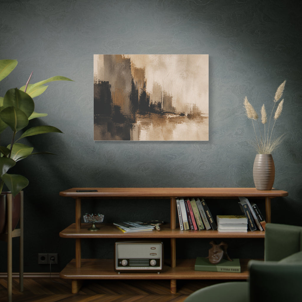 Abstract Neutral Cityscape Matte Canvas Wall Art — Stretched 1.25"