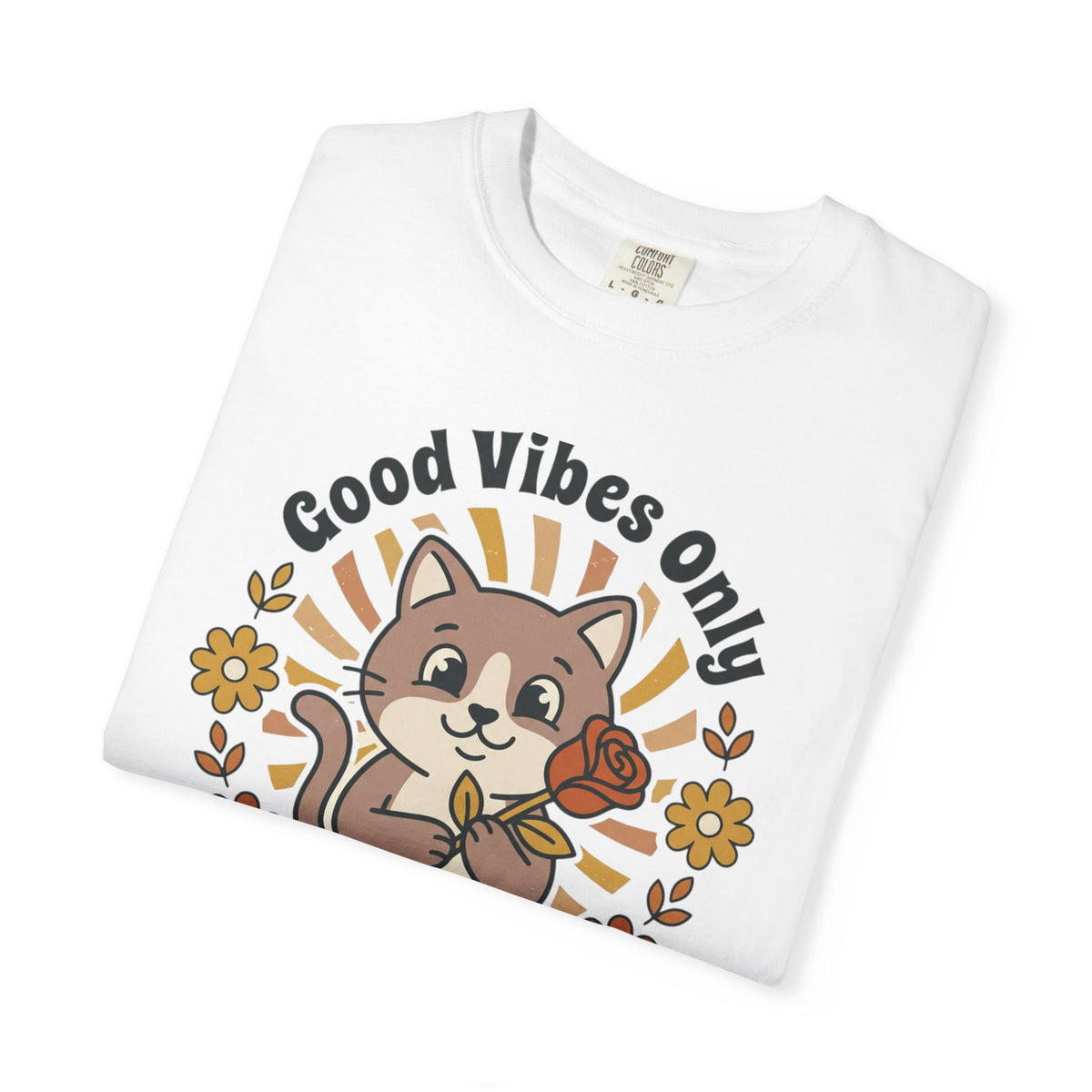 Good Vibes Only Cat T Shirt Floral Cat Graphic Tee