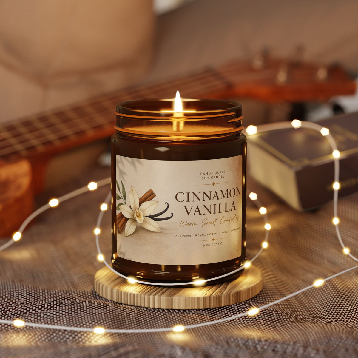 Cinnamon Vanilla Soy Candle — Amber Jar (Multi-Size)
