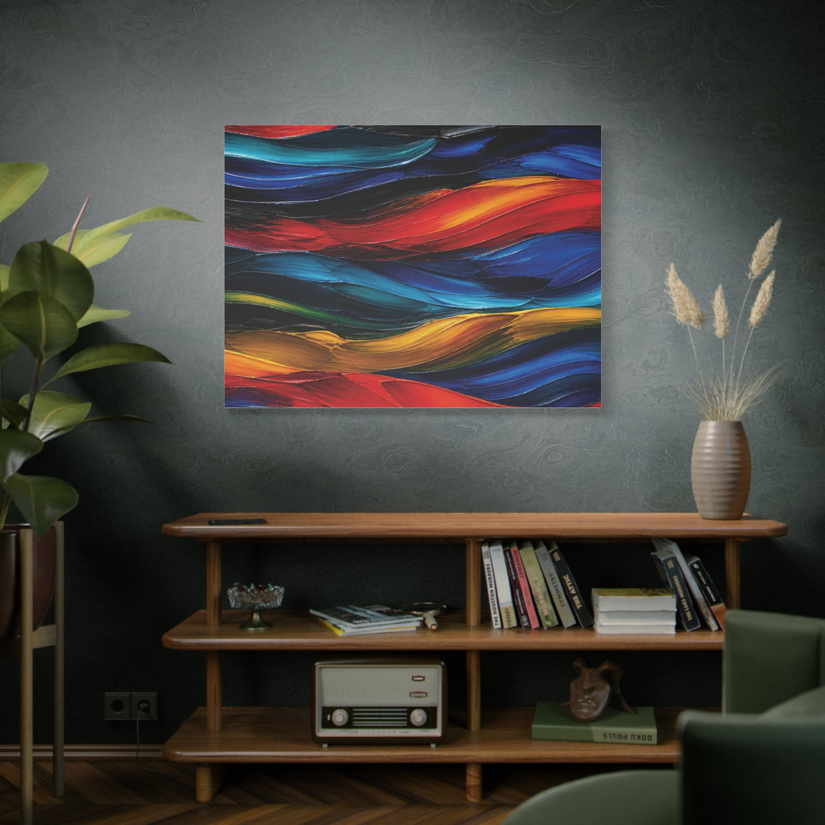 Abstract Color Wave Matte Canvas Print — Vibrant Stretched Wall Art