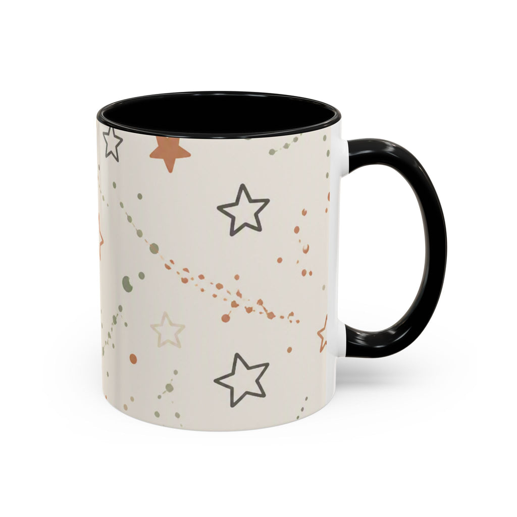 Starry Doodle Accent Coffee Mug — Minimal Neutral Stars Pattern (11/15oz)