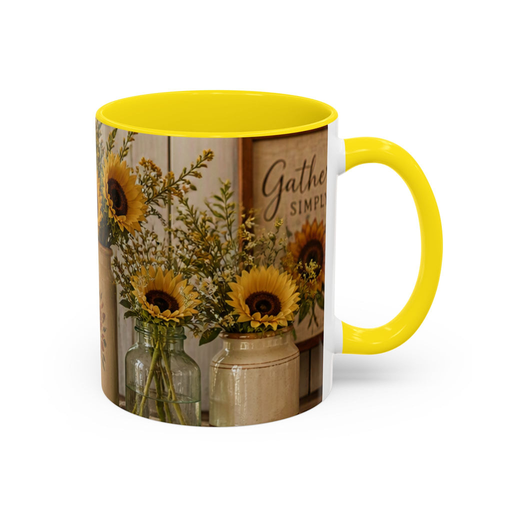 Sunflower Gatherings Coffee Mug — Rustic Farmhouse Accent Mug