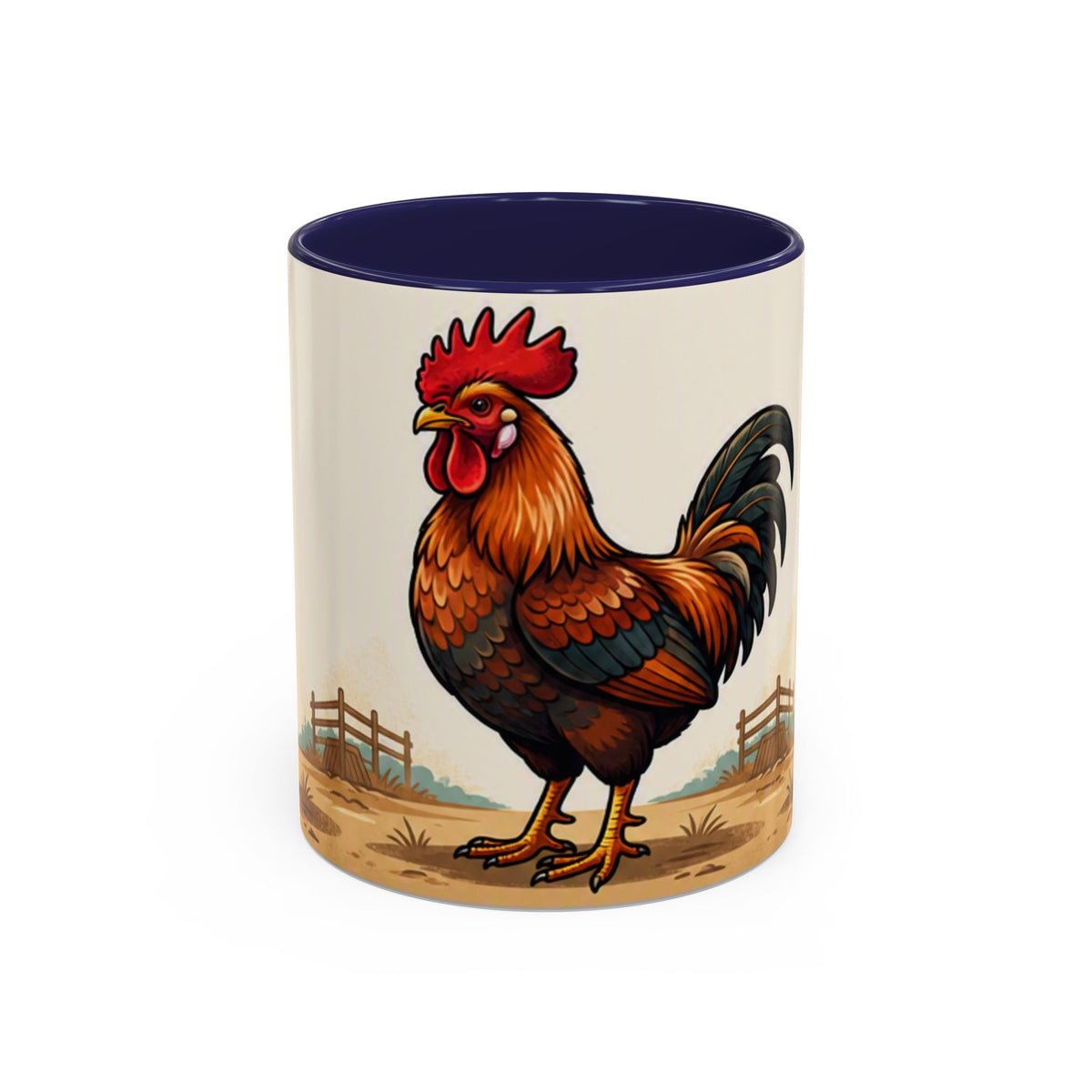 Rooster Accent Coffee Mug – Rustic Farmhouse Morning Mug