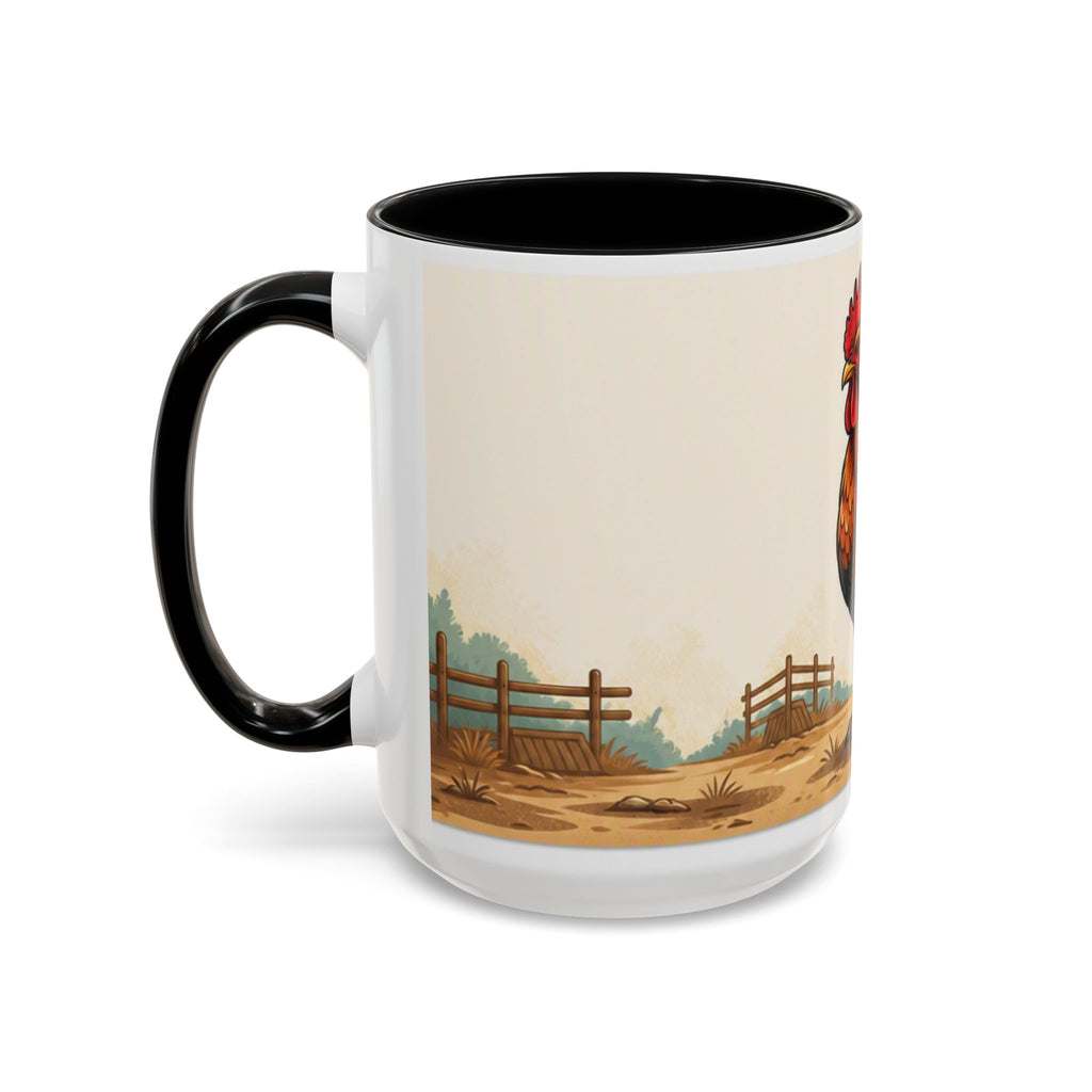 Rooster Accent Coffee Mug – Rustic Farmhouse Morning Mug