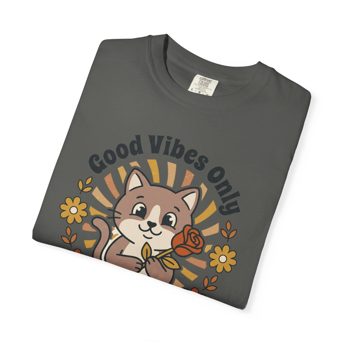 Good Vibes Only Cat T Shirt Floral Cat Graphic Tee