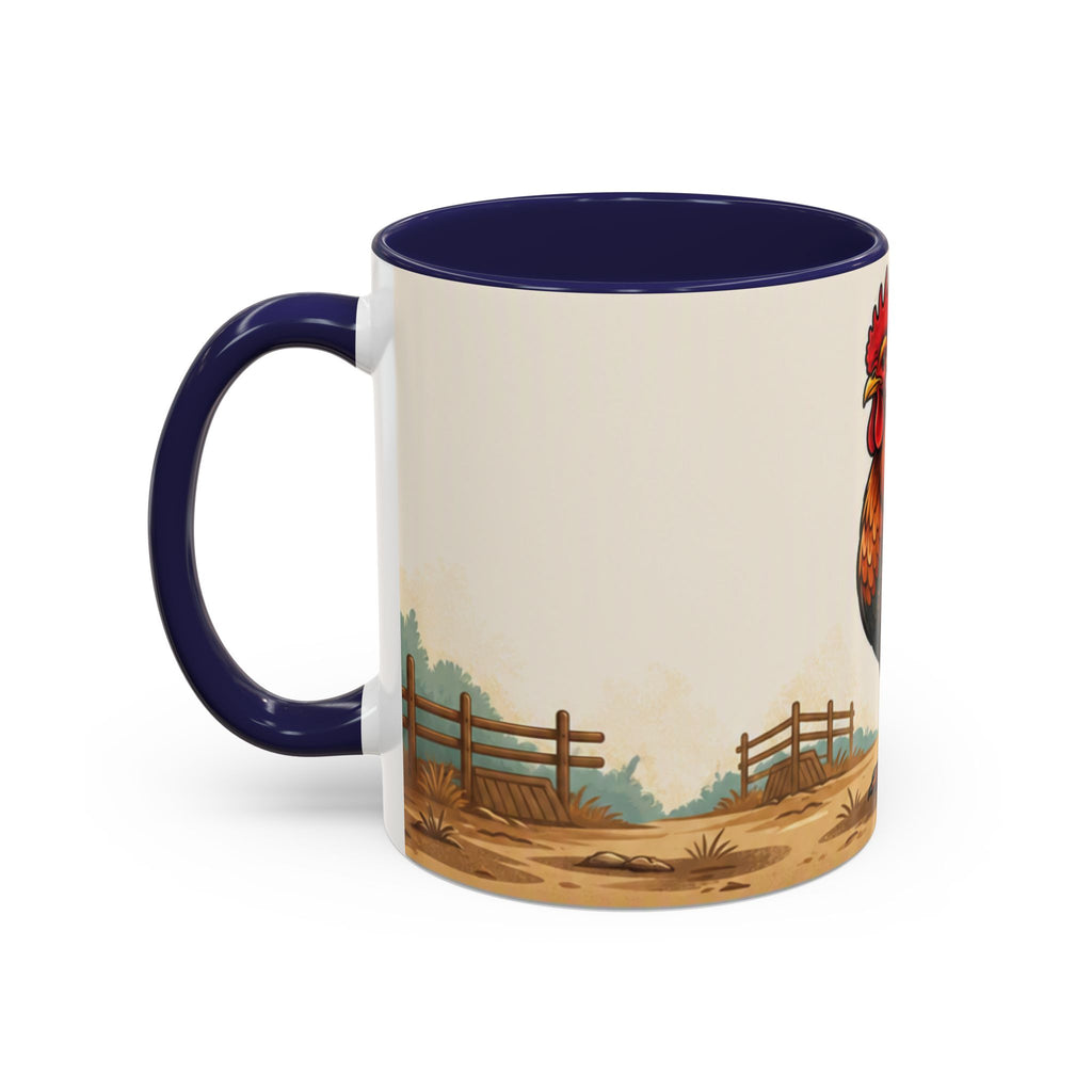 Rooster Accent Coffee Mug – Rustic Farmhouse Morning Mug