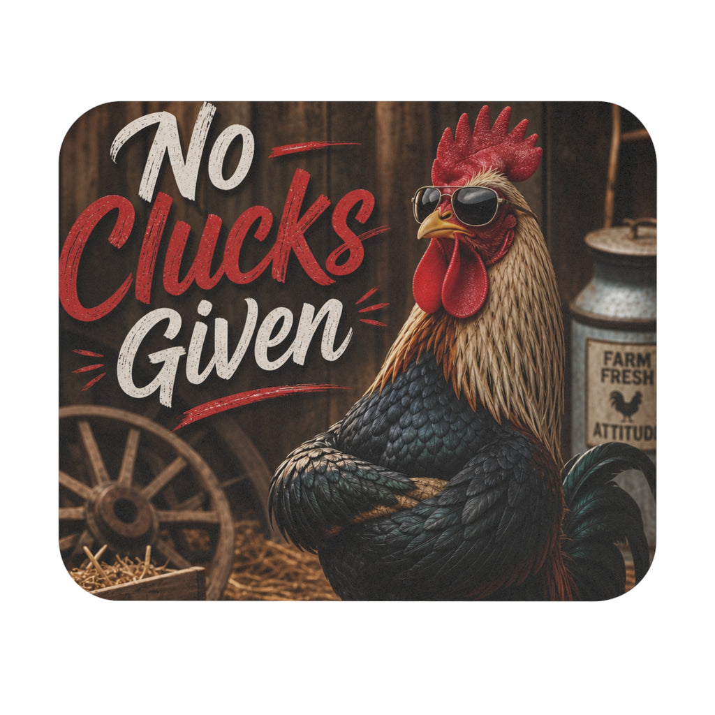 No Clucks Given Rooster Mouse Pad | Funny Farm Chicken Desk Mat