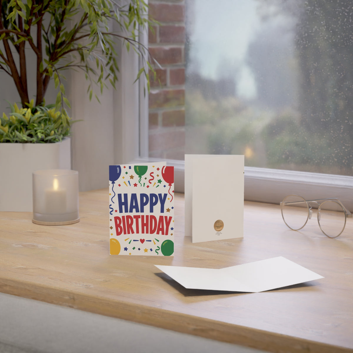 Happy Birthday Greeting Card — Colorful Balloons & Confetti Pack (Bulk Packs)