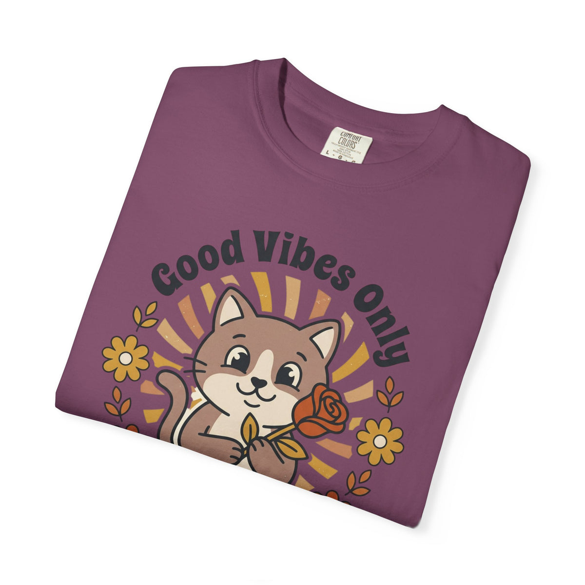 Good Vibes Only Cat T Shirt Floral Cat Graphic Tee