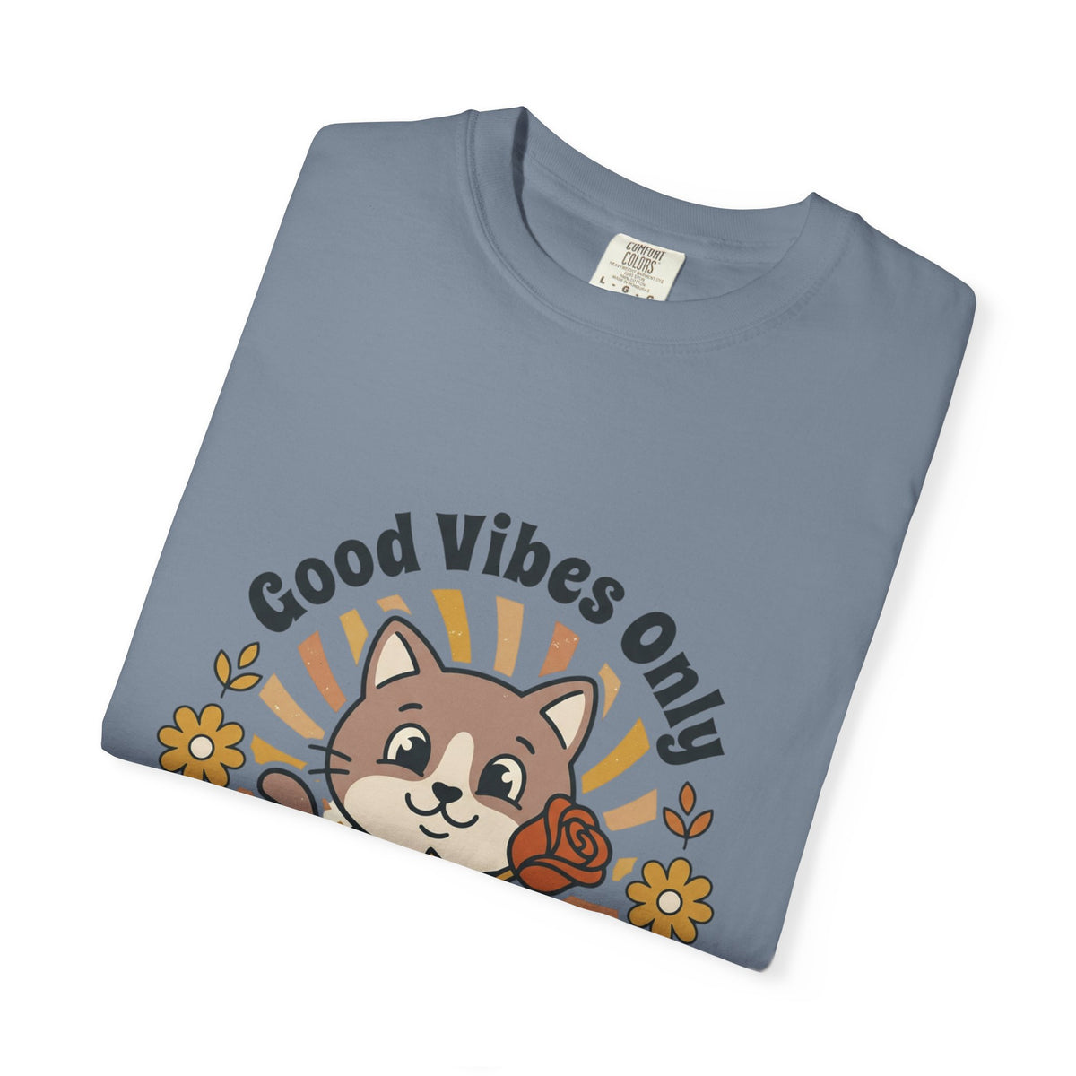 Good Vibes Only Cat T Shirt Floral Cat Graphic Tee