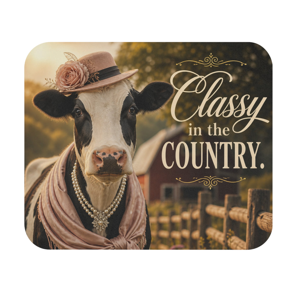 Classy in the Country Cow Mouse Pad | Farm Animal Desk Mat