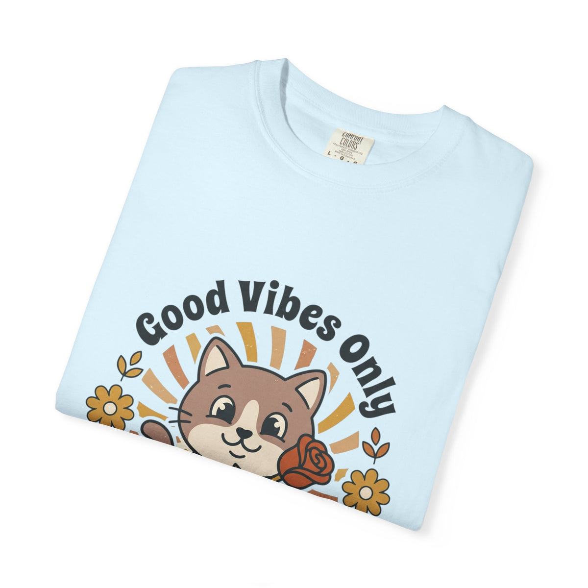 Good Vibes Only Cat T Shirt Floral Cat Graphic Tee