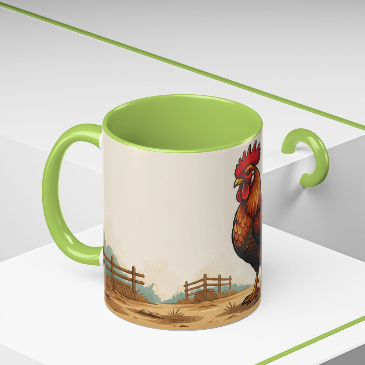 Rooster Accent Coffee Mug – Rustic Farmhouse Morning Mug