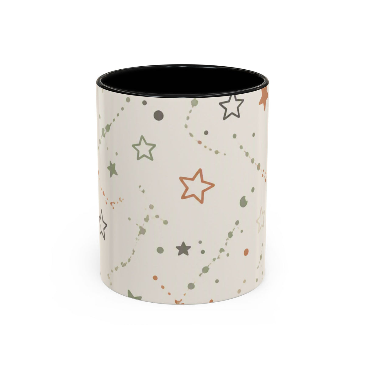 Starry Doodle Accent Coffee Mug — Minimal Neutral Stars Pattern (11/15oz)