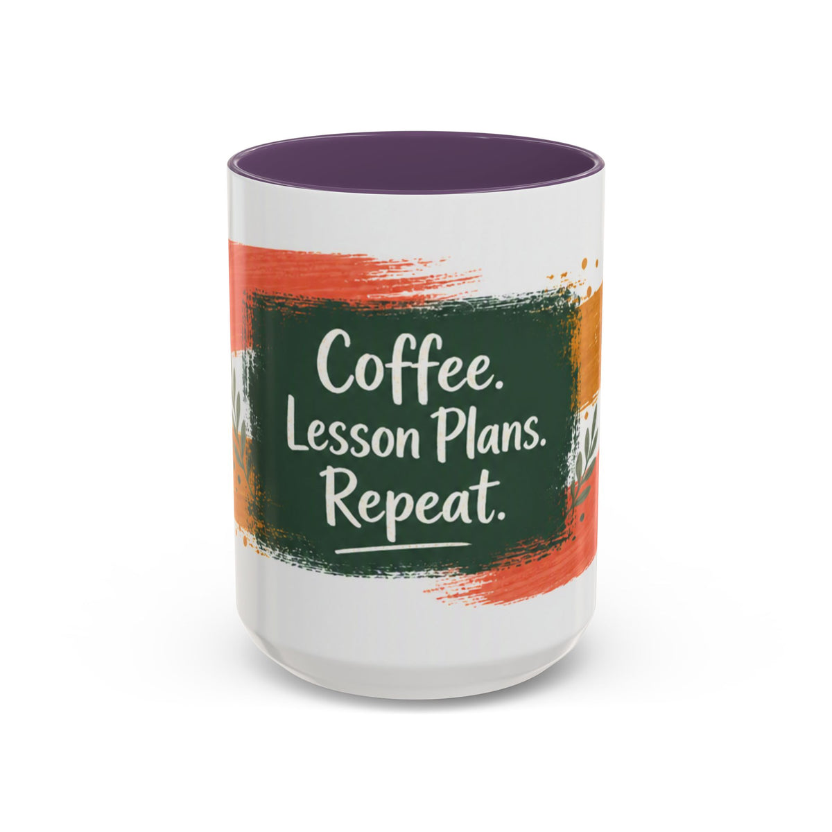 Teacher Coffee Mug - "Coffee. Lesson Plans. Repeat." Accent Ceramic Cup (11/15oz)