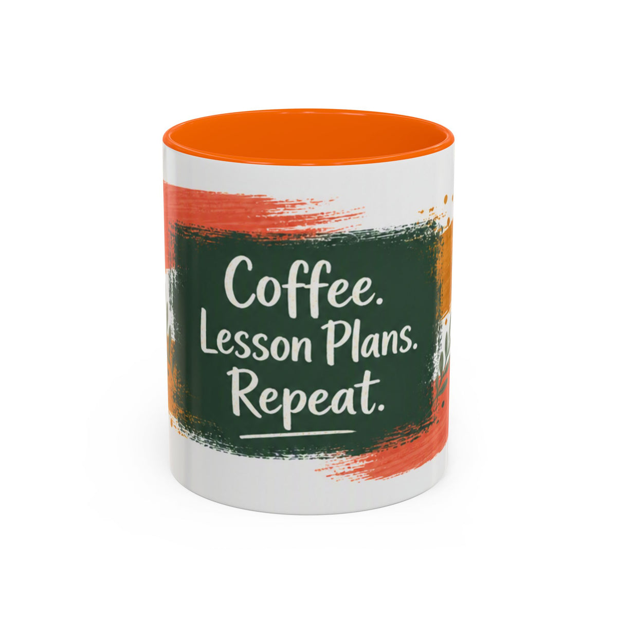 Teacher Coffee Mug - "Coffee. Lesson Plans. Repeat." Accent Ceramic Cup (11/15oz)